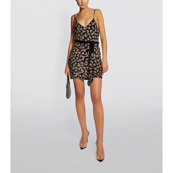 RETROFETE Sequin Claire Leopard Spaghetti Shoulder Straps Dress - Picture 1 of 9